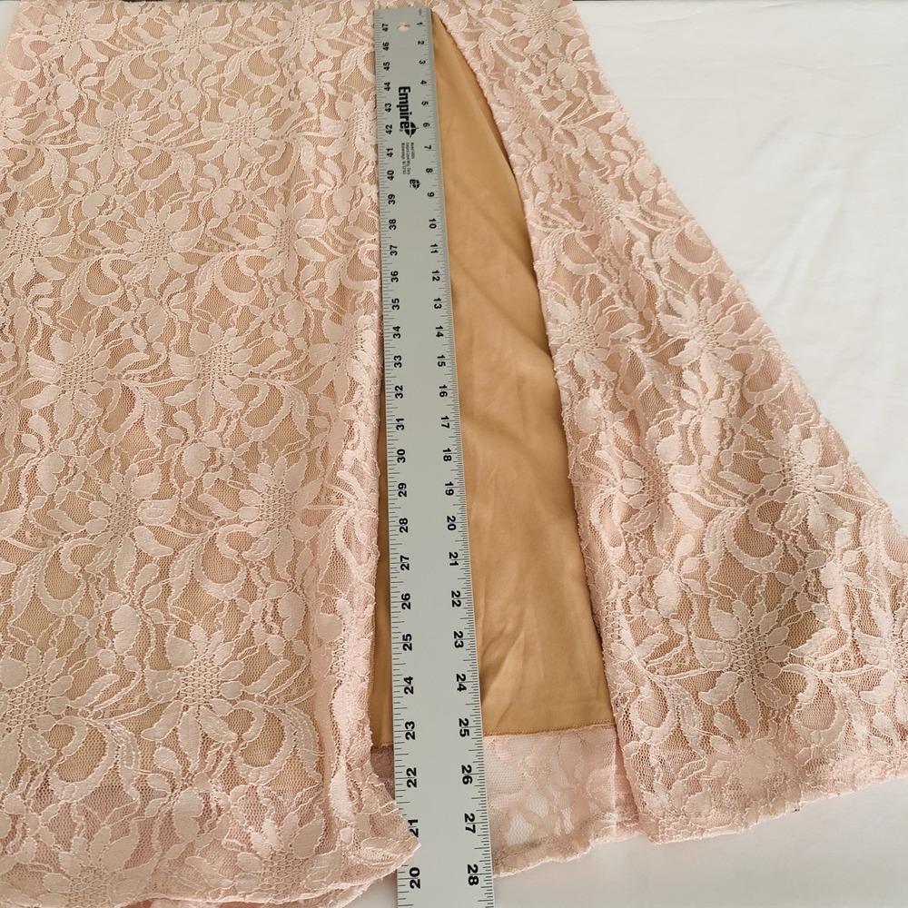 City Triangles Lace Gown Women 13 Pink Beaded Illusion Slit Prom Formal Romantic - Picture 9 of 12